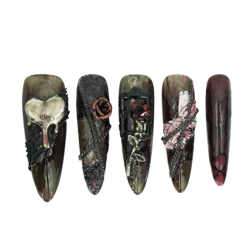 French Style Retro Nail Art Christmas Gothic Dark Advanced Custom Wear Armor