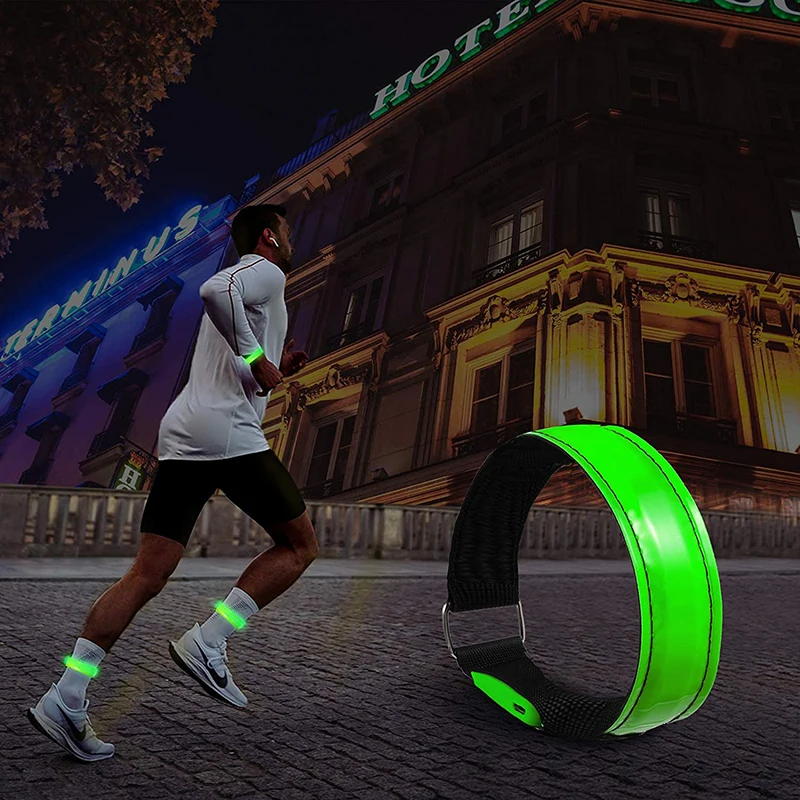 Outdoor LED Light Up Armband Rechargeable Reflective Bands Armband Strap Safety Belt for Night Running Jogging Cycling Wristband