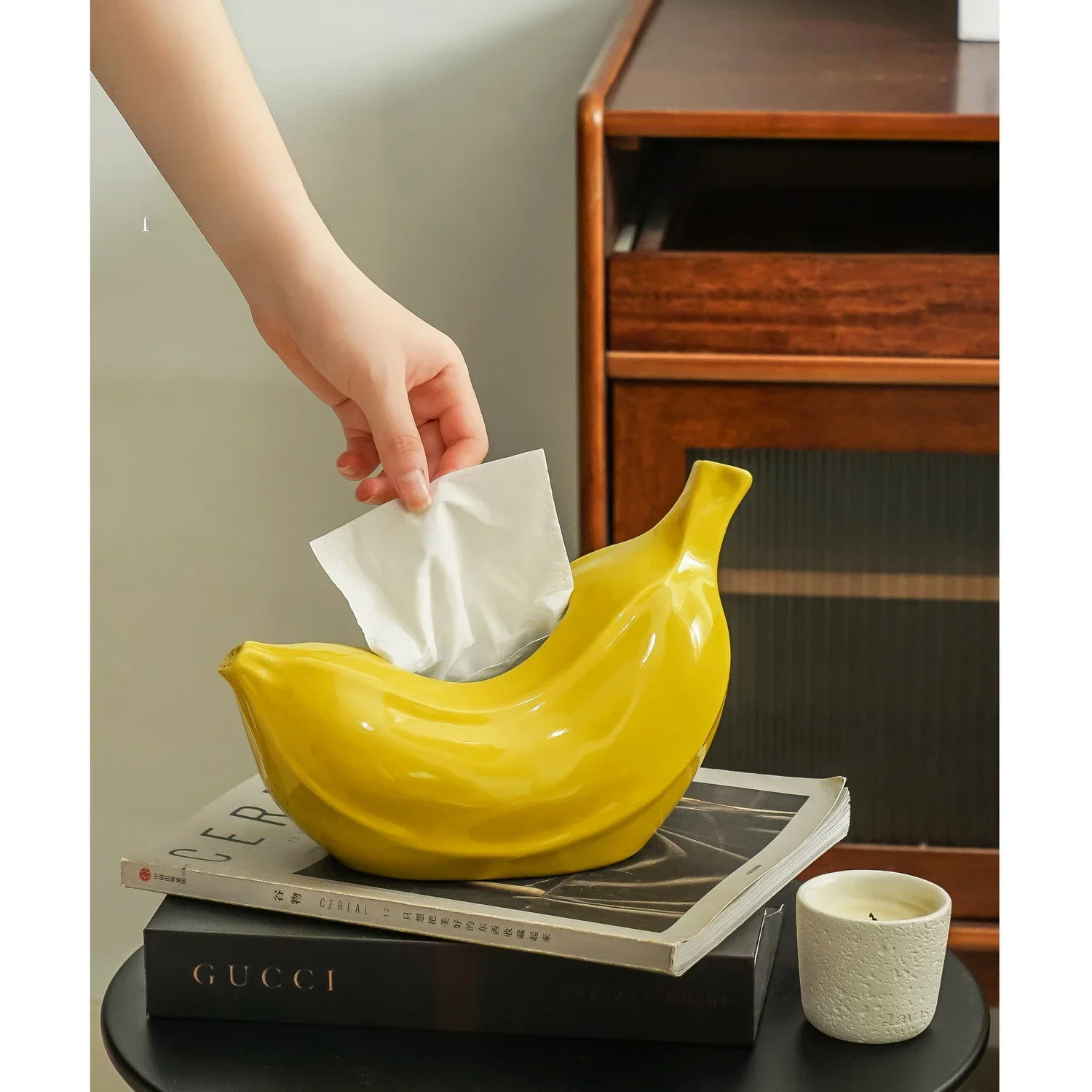 No banana green creative  tissue box storage home living room coffee table dining  bedroom ceramic decoration paper