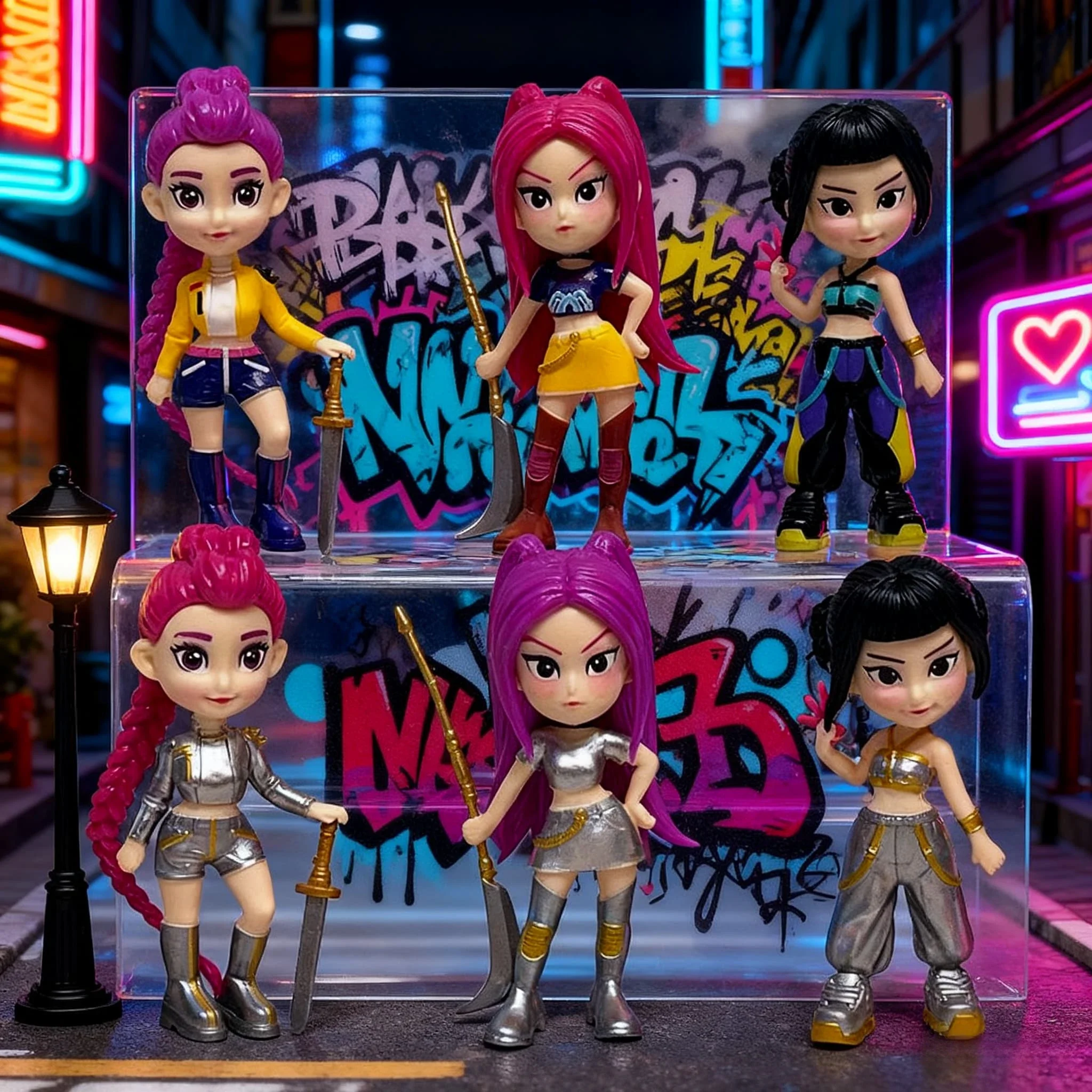 سيارة الديكور 6 قطعة K-Pop شيطان الصيادين أنيمي اكسسوارات صغيرة سطح المكتب الديكور تحصيل هدية سيارة عرض هدية الكريسماس