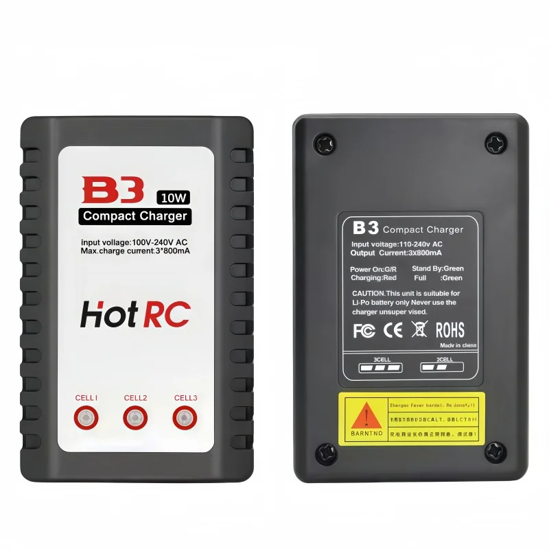 HOTRC B3 شاحن 10 واط بطارية ليثيوم 7.4 فولت 11.1 فولت شاحن متوازن 2S 3S