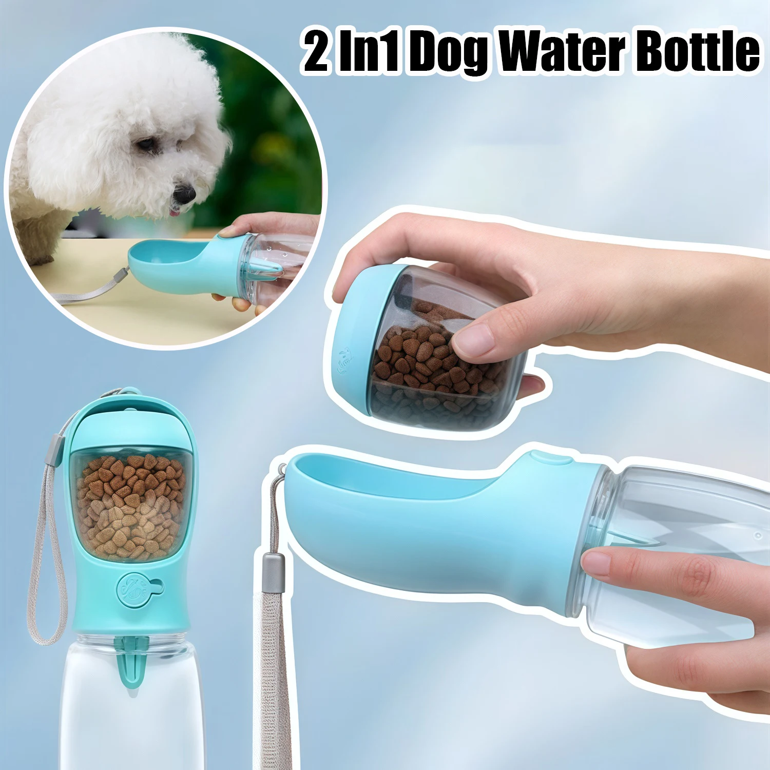 2 In1 Dog Water Bottle With Storage Food And Water Container For Puppy Portable Pets Dog Feeder Bowl Outdoor Travel Pet Supplies