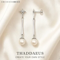 Earrings Freshwater Pearl Star New Vintage 925 Sterling Silver Gift For Women High Quality Fine Jewelry