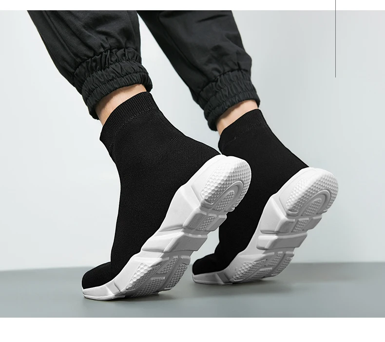 2025, schwarze High-Top-Sneaker für Herren und Damen, klassische Designer-Strick-Freizeit-Sneaker für Herren, modische, bequeme Slip-on-Sportschuhe für Damen – Detail 9