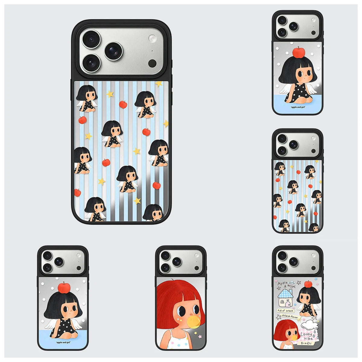 Cartoon Girl Full of Sweet Mirror Surface Magnetic Phone Case Cover for IPhone 13 14 15 16 17 18 Pro Max Case