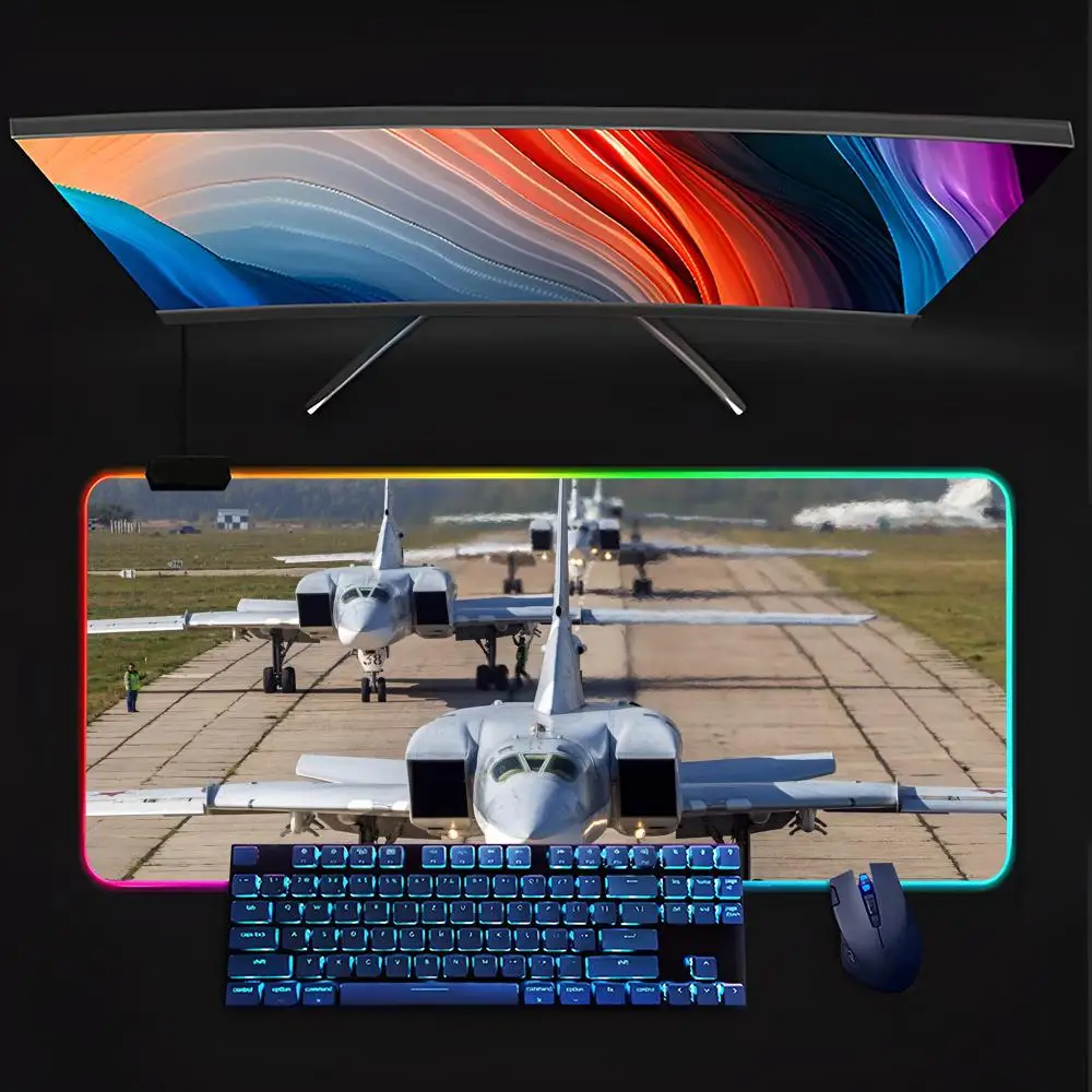 Tupolev Tu-22M3   Mouse Pad RGB Pc Gamer Keyboard LED Glowing  Rubber Gaming Computer Mause pads Cute Cartoon Gaming Computer cs