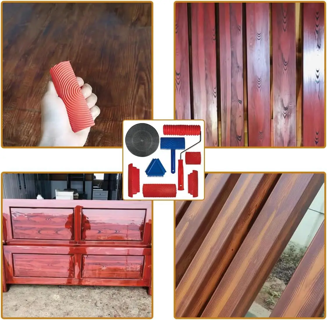 6 قطعة 7 بوصة المحبب أدوات الرسم على الحائط الخشب الملمس رولة دهانات أدوات نمط الخشب لغرفة الحائط الفن الخشب الحبوب أداة مجموعة.