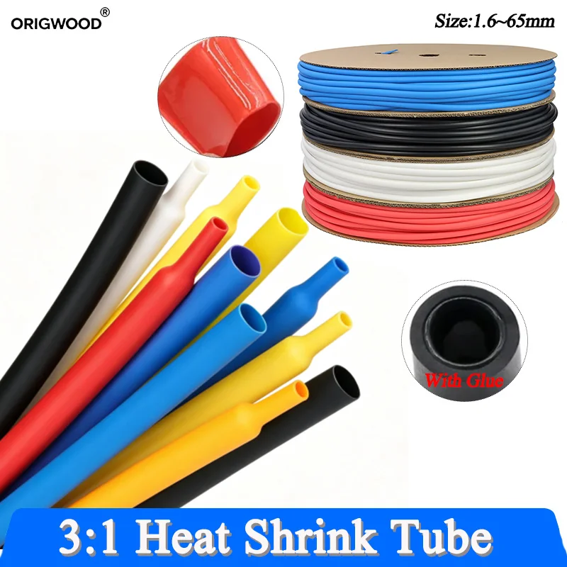 

3/8/25M 3:1Heat Shrink Tube 1.6/2.4/3.2/4.8/6.4/7.9/9.5/12.7/15.4/19.1/25.4/30/39/50MM Adhesive Heat Shrink Shrinkable With Glue