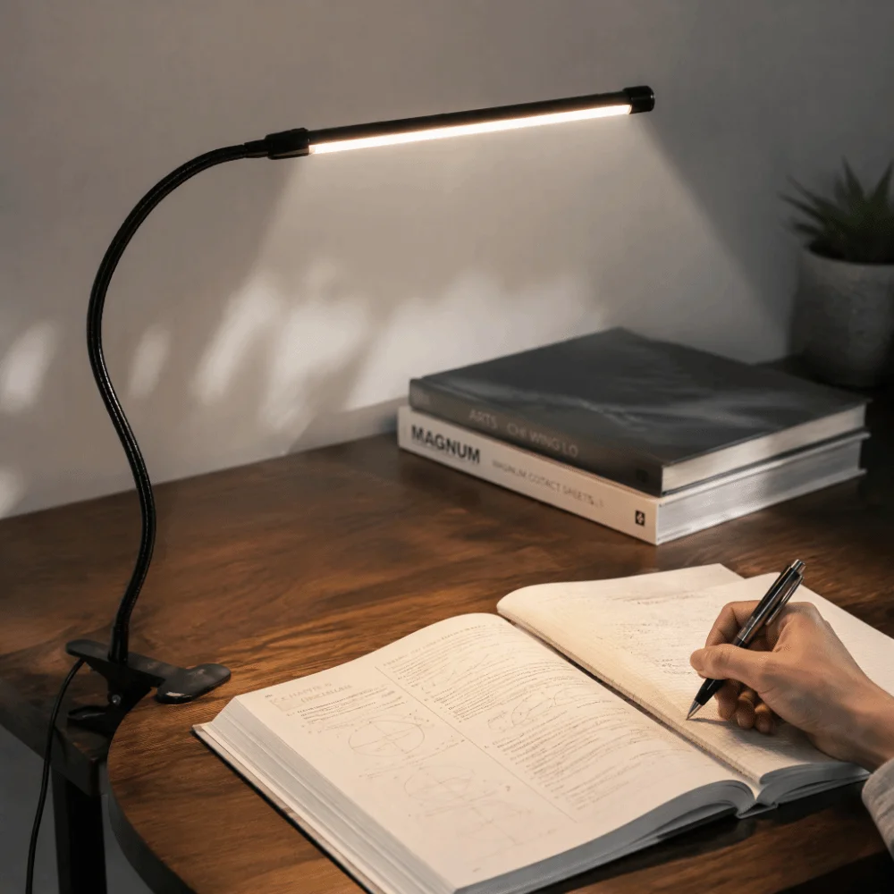 Dimmable Clip On Desk Lamp Flexible Gooseneck Eye Protection Reading Light Adjustable Eye-Caring Eye-Caring Desk Light Reading