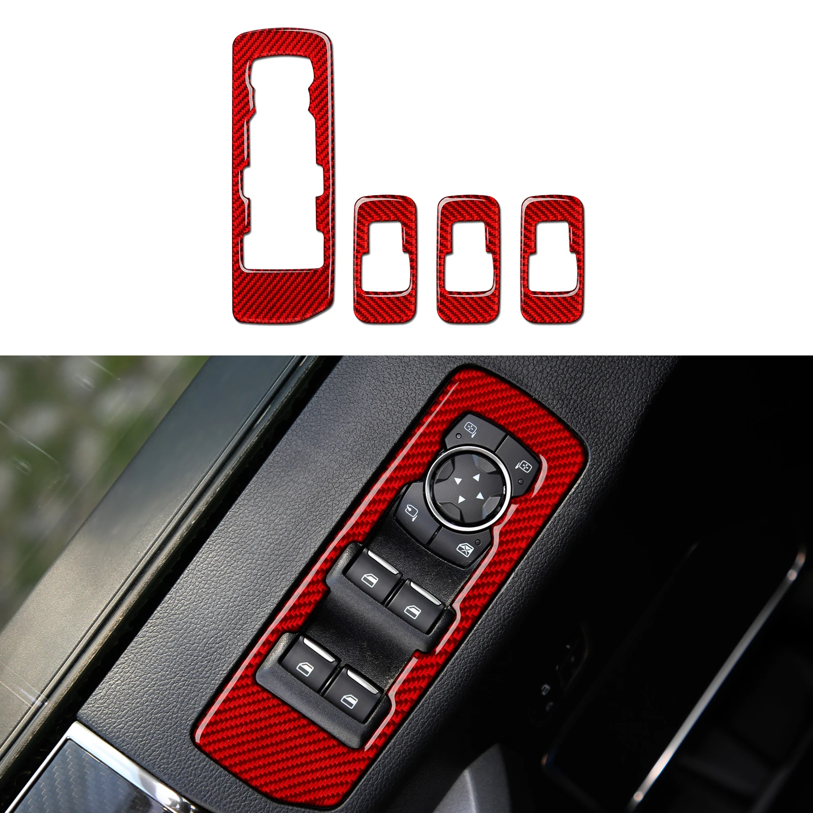 Carbon Fiber Interior Sticker Set. Car Window Lift Switch Panel. For Ford F-150 (2015-2020) Trim Accessories.