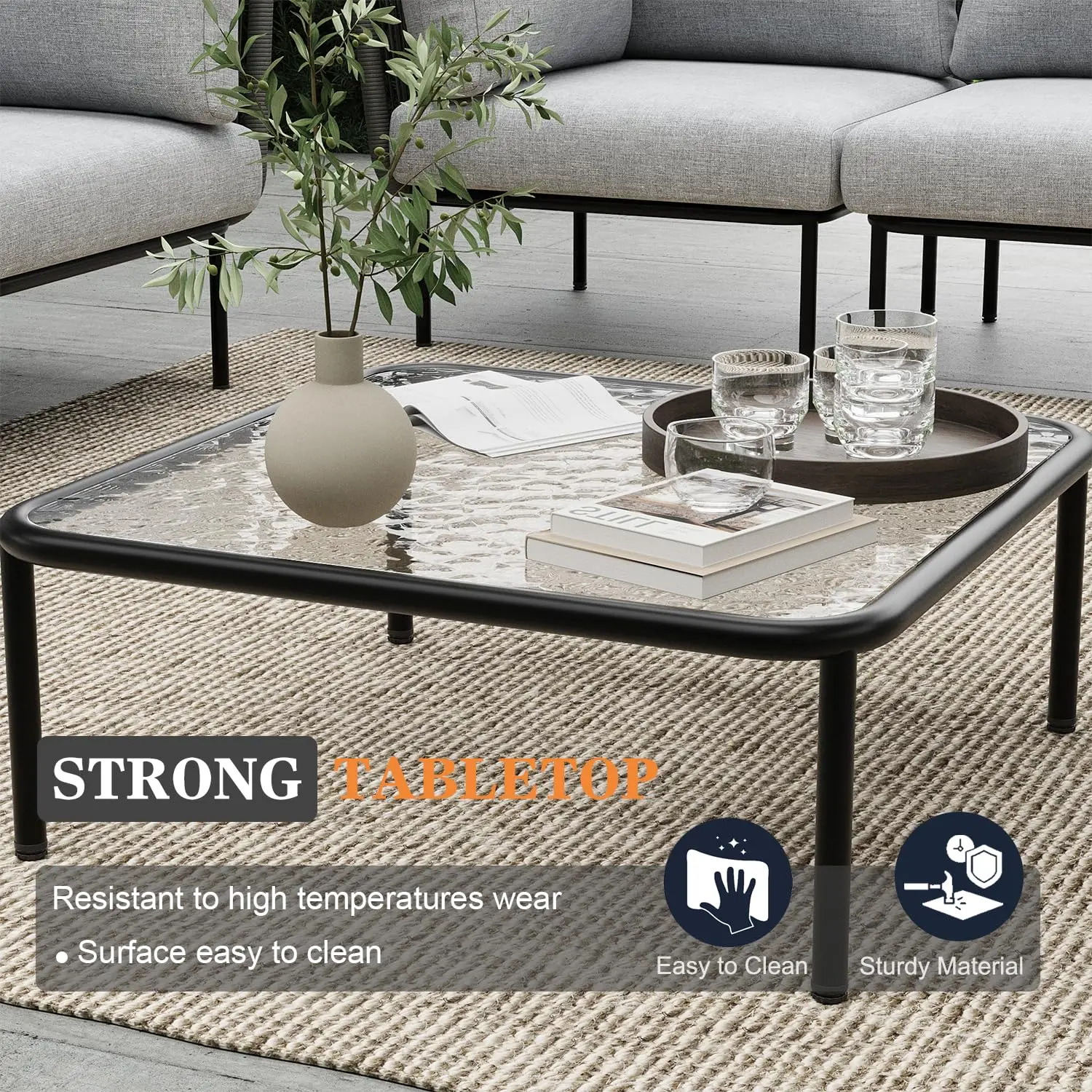9 Piece Modern Outdoor Rope Wicker Sectional Set, Patio L-Shaped Conversation Sofa Set with Deep Seating with Thick, Custom image 6