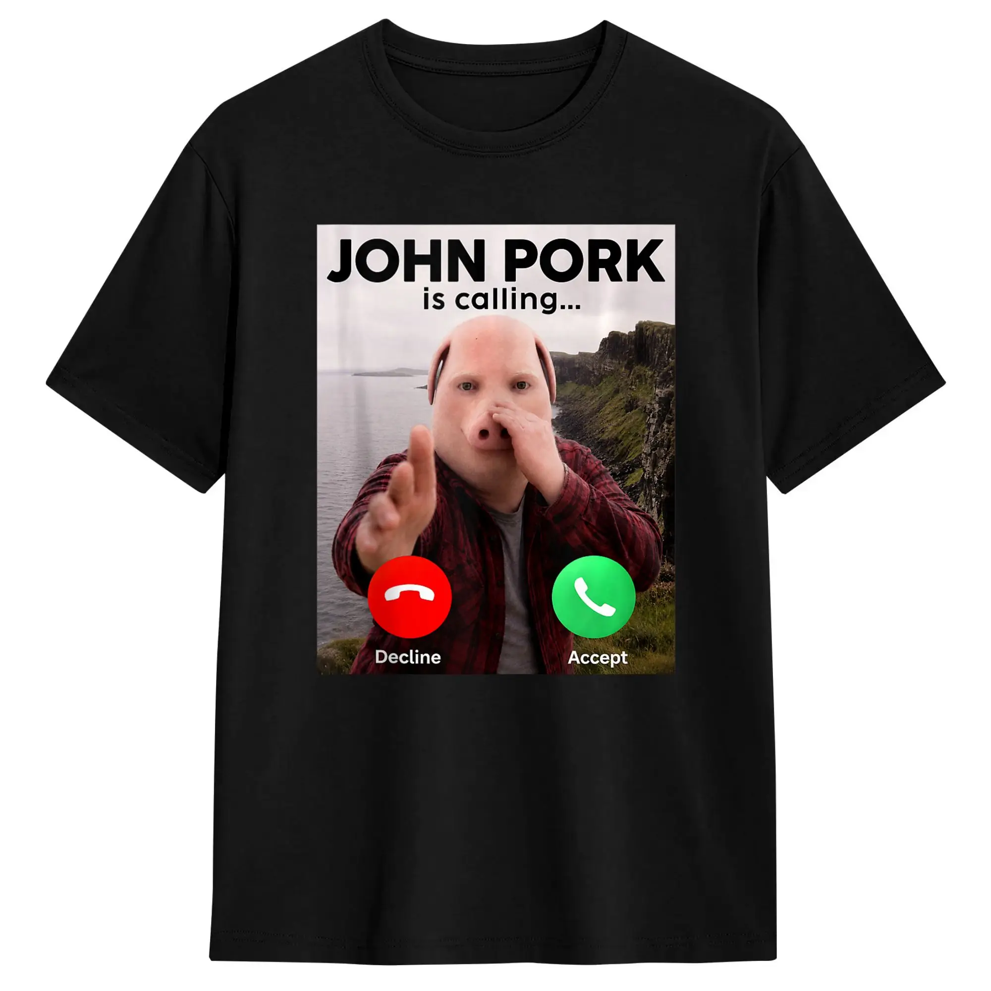 Funny John Pork is Calling Scuba Dance Brainrot Meme T-Shirt for Men Vintage otton Tees Short Sleeve T Shirts Gift Idea Clothing
