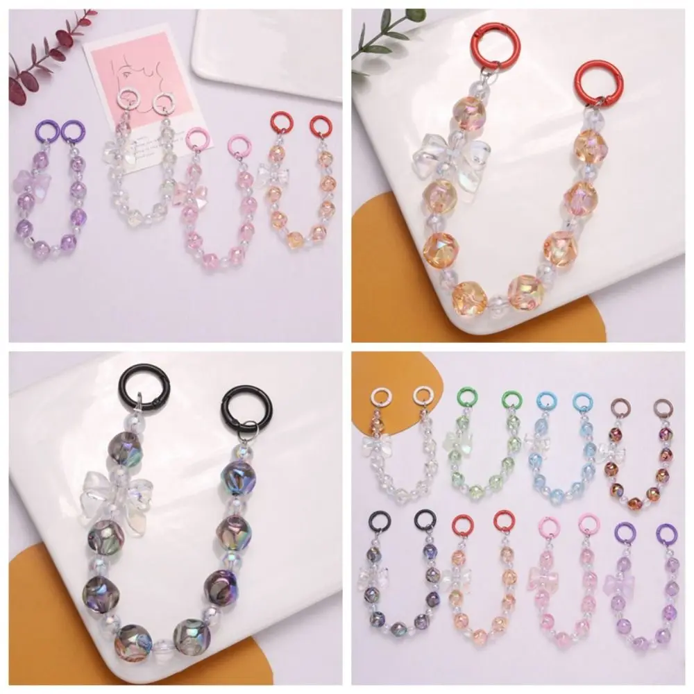 

Colorful Bow Beaded Bag Pendant Hanging Cord Wrist Strap Beaded Bag Chain Earphone Case Decoration Mobile Phone Lanyard