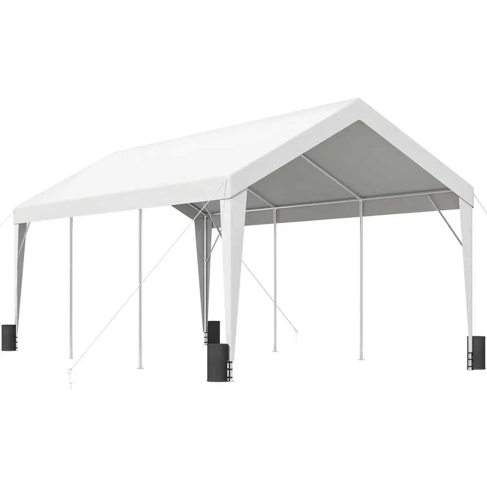 

Carport, 10x20 ft Heavy Duty Car Canopy Garage Boat Shelter Party Tent with 8 Reinforced Poles and 4 Weight Bags