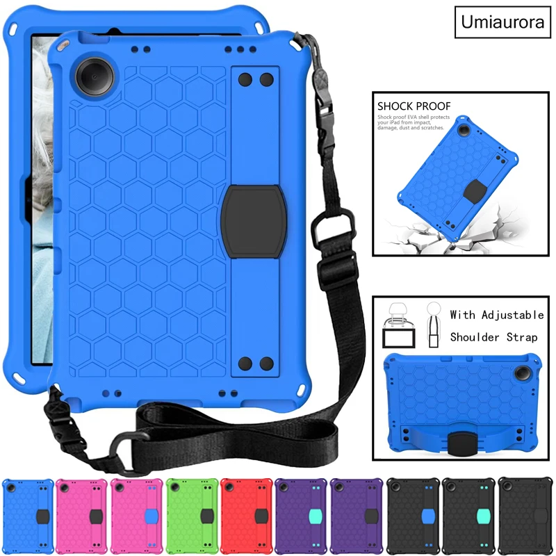 

For Samsung Tab A7 A8 A9+ A11 Plus SM-X230 SM-X210 X130 T220 T290 S6 Lite 10.4 inch Shockproof EVA Tablet Case Stand Strap Funda