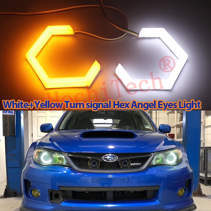 Super Bright Hex Angel Eyes Cotton Day Running Light Dual Color Switchback Moto Tuning Lamp 12V 70mm 80mm 86mm 90mm No Error