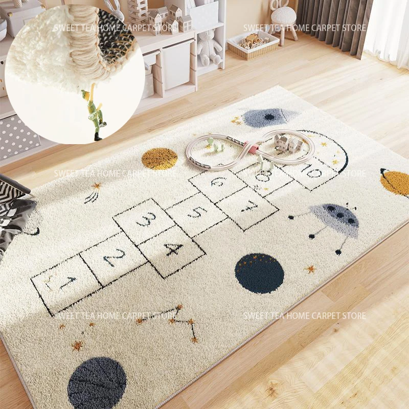 Tapis de chambre d'enfant moderne, décoration de salon, moelleux, grande surface, lavable, tapis de salon, tapis de chambre à coucher