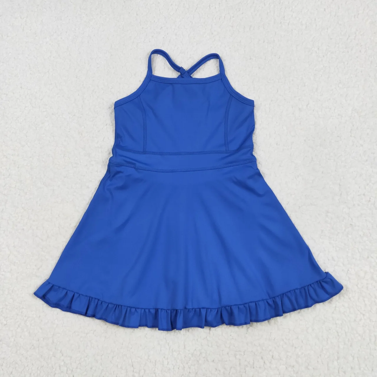 

Wholesale Toddler Infant Knee Length Straps Blue Dress Kids Skirt Shorts Yoga Clothes Baby Girl Active Ruffle Clothing