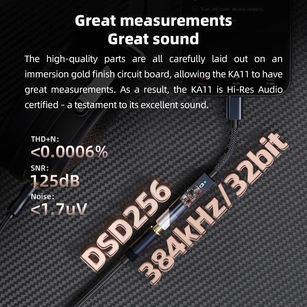 FiiO KA11 USB C إلى 3.5 مللي متر محول الصوت 32bit/384 كيلو هرتز نوع C إلى 3.5 مللي متر USB دونغل HiFi DAC مضخم ضوت سماعات الأذن لنظام أندرويد/فوز