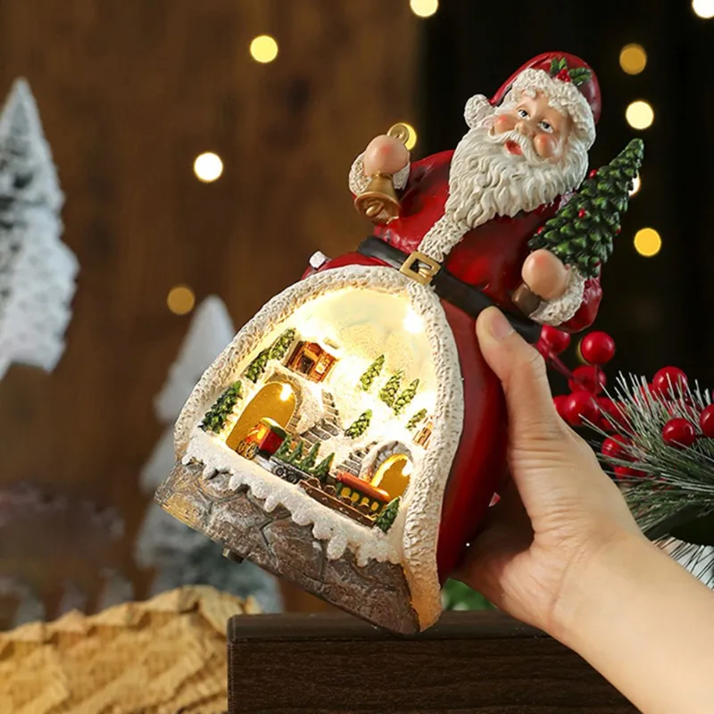 ~WISH Santa Claus Music Box Rotating LED Light Multifunctional Music Box Christmas Gift Ornaments