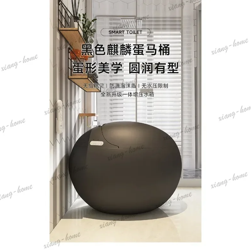 Round black smart toilet egg type, household bathroom, creative color smart toilet