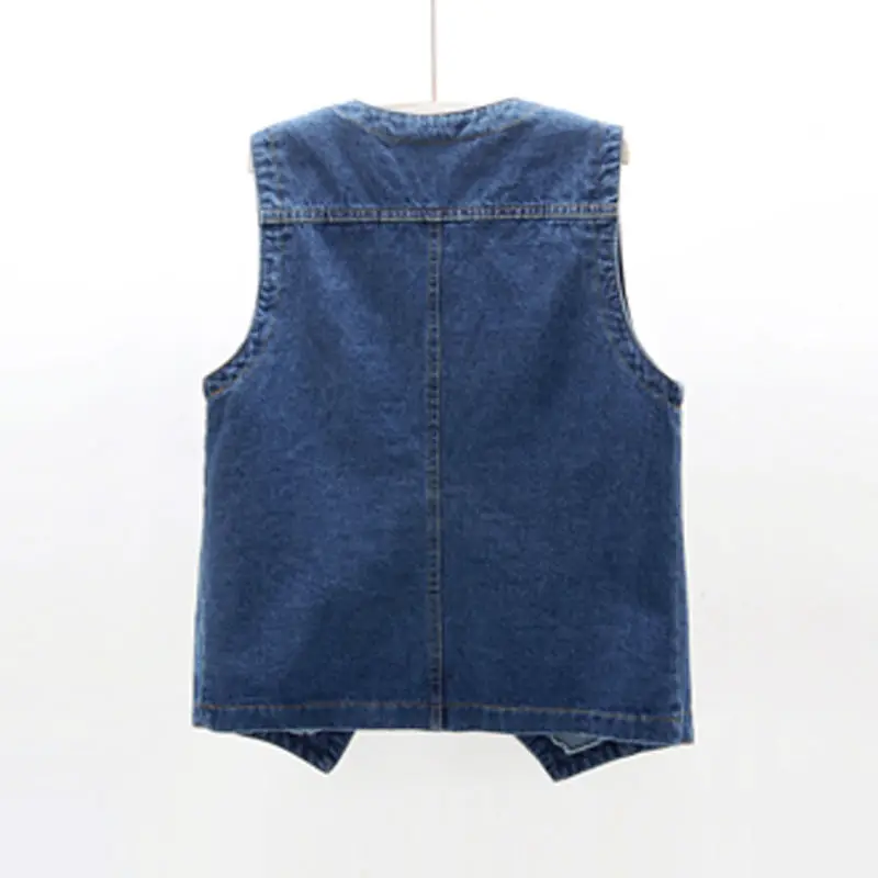 Denim Vest Women Jacket Spring Autumn Fashion V-neck Button Sleeveless Coats Top Clothes Casual Vintage Versatile Denim Vest