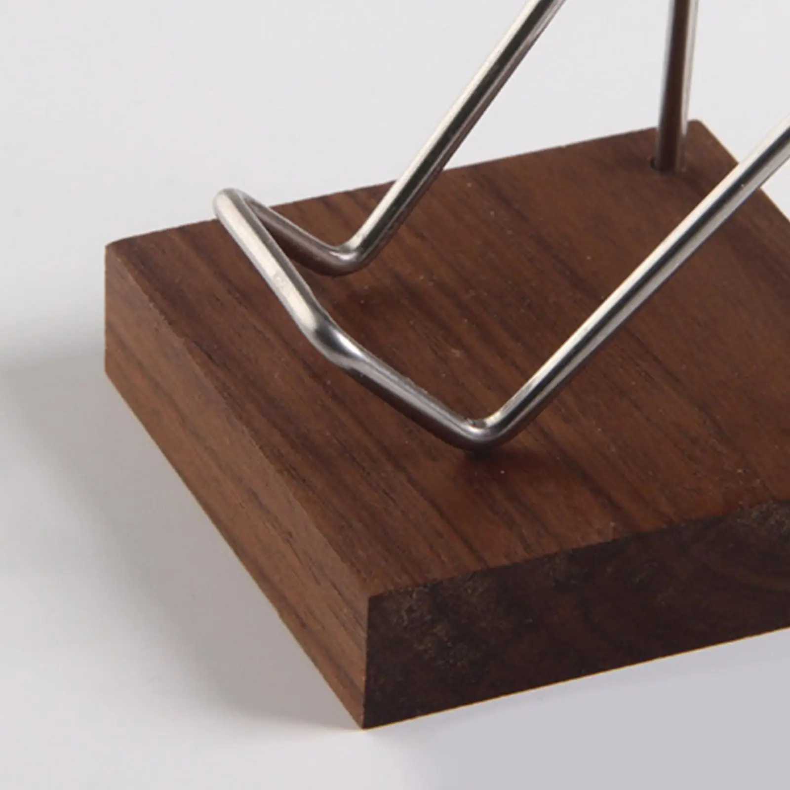 Stainless Steel Crystal Holder Acrylic Mineral Display Stand Walnut Rack Base for Collectible Rocks Fossils