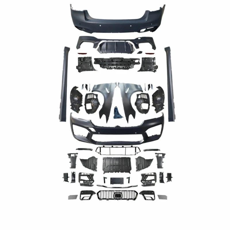 

G30 LCI's stock car body kit upgraded to M5 F90 wide-body kit with front bumper, rear bumper fenders and rear diffuser