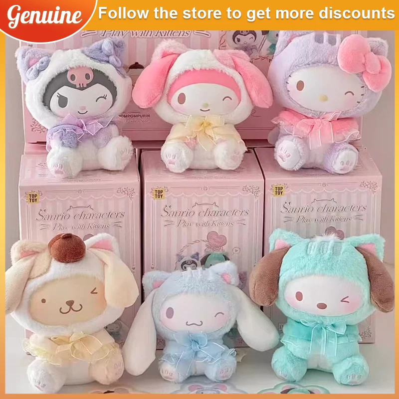 

Серия Play With Kittens, слепая коробка, игрушка My Melody/Hello Kitty/Kuromi, аниме-фигурка, кулон, Рождественский подарок, подарок на день рождения для детей