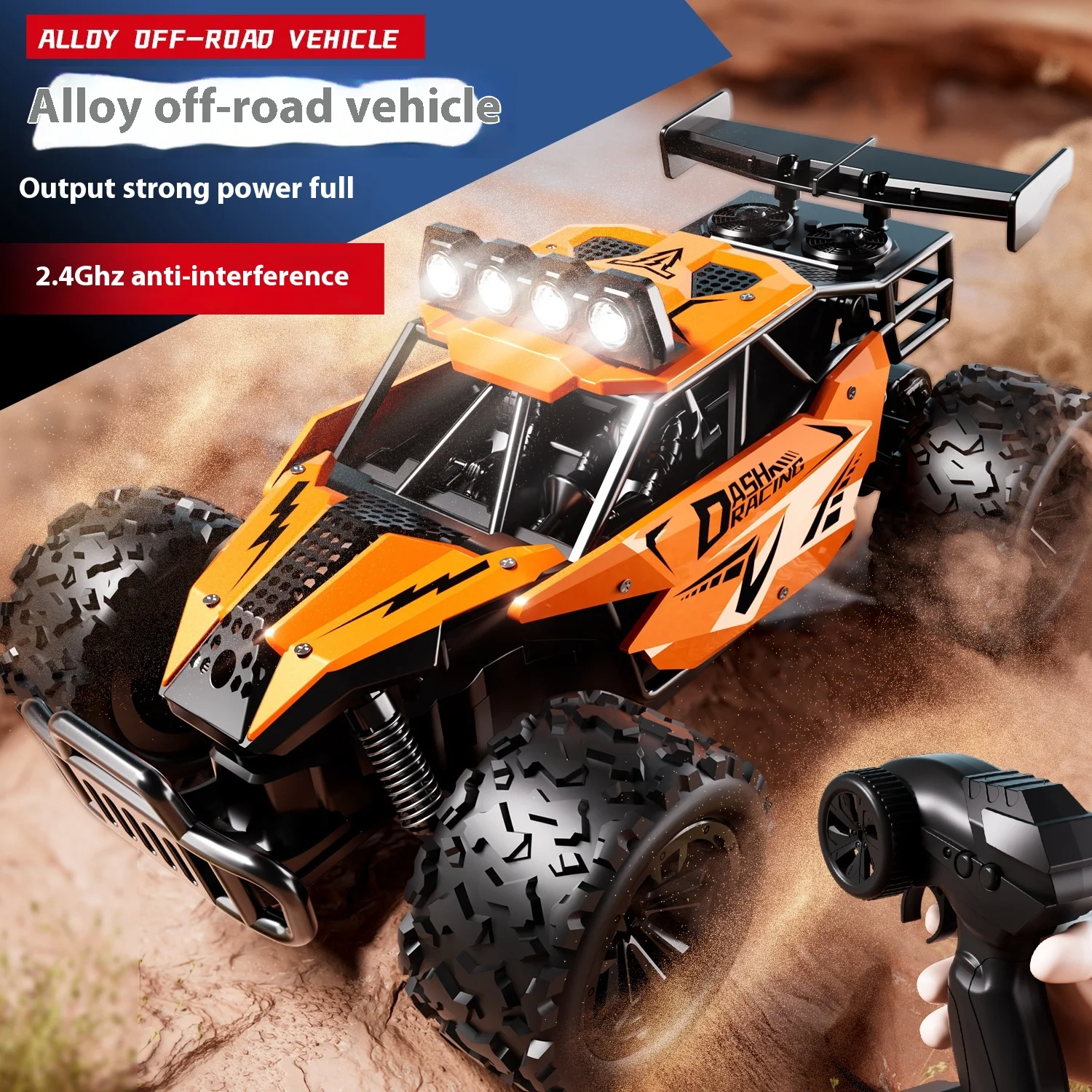 Carro de controle remoto de liga de acelerador proporcional 2.4grc 1:16 escalada de alta velocidade veículo off-road modelo de corrida brinquedo presente de natal