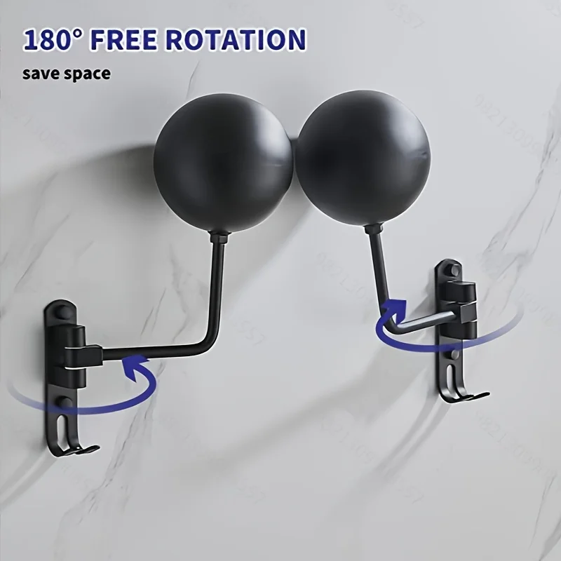 壁掛けオートバイヘルメットラック – 180 °   回転可能、ジャケット、帽子、ヘルメット用フック 2 個、オートバイアクセサリー