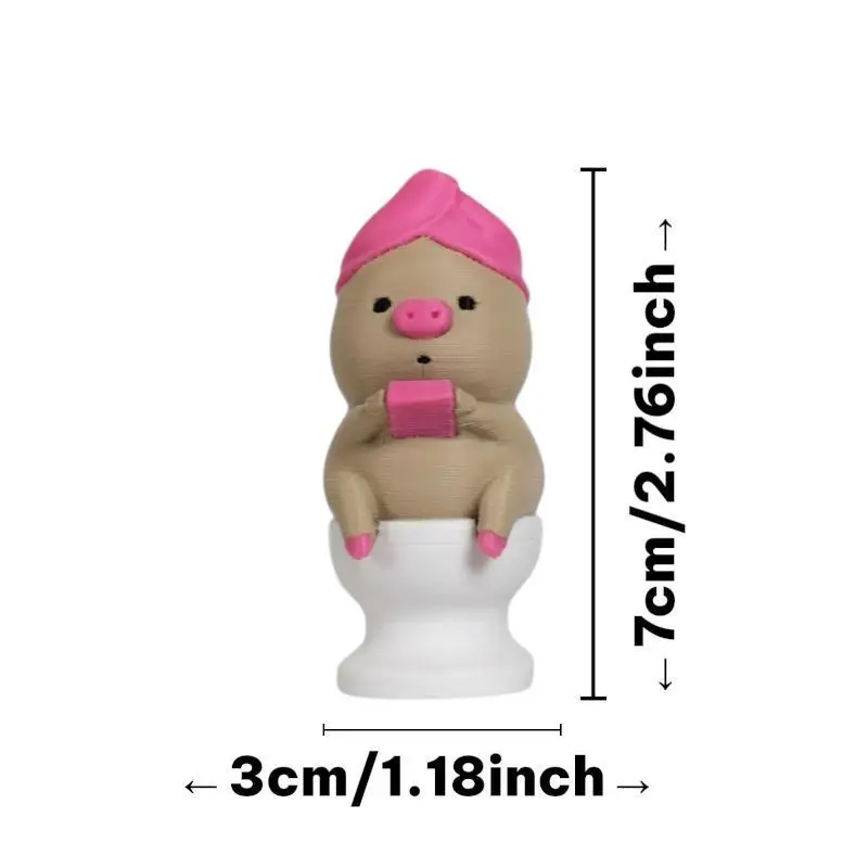 3D Printed Eco Friendly PLA Pig Figurine Funny Toilet Brushing Design For Home Desktop Decor Kids Birthday Gifts