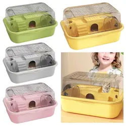 Fashion Double Layer Hamster Cage Portable Transparent Small Animal Habitat House Mice Guinea Pigs Pet House