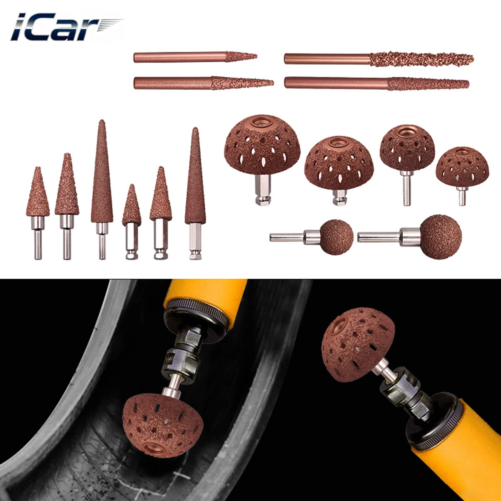 

Tire Grinding Head Pneumatic Tungsten Steel Hemispherical Grinding Wheel Heavy Duty Tire Repair Tool for Car Truck Motorcycle