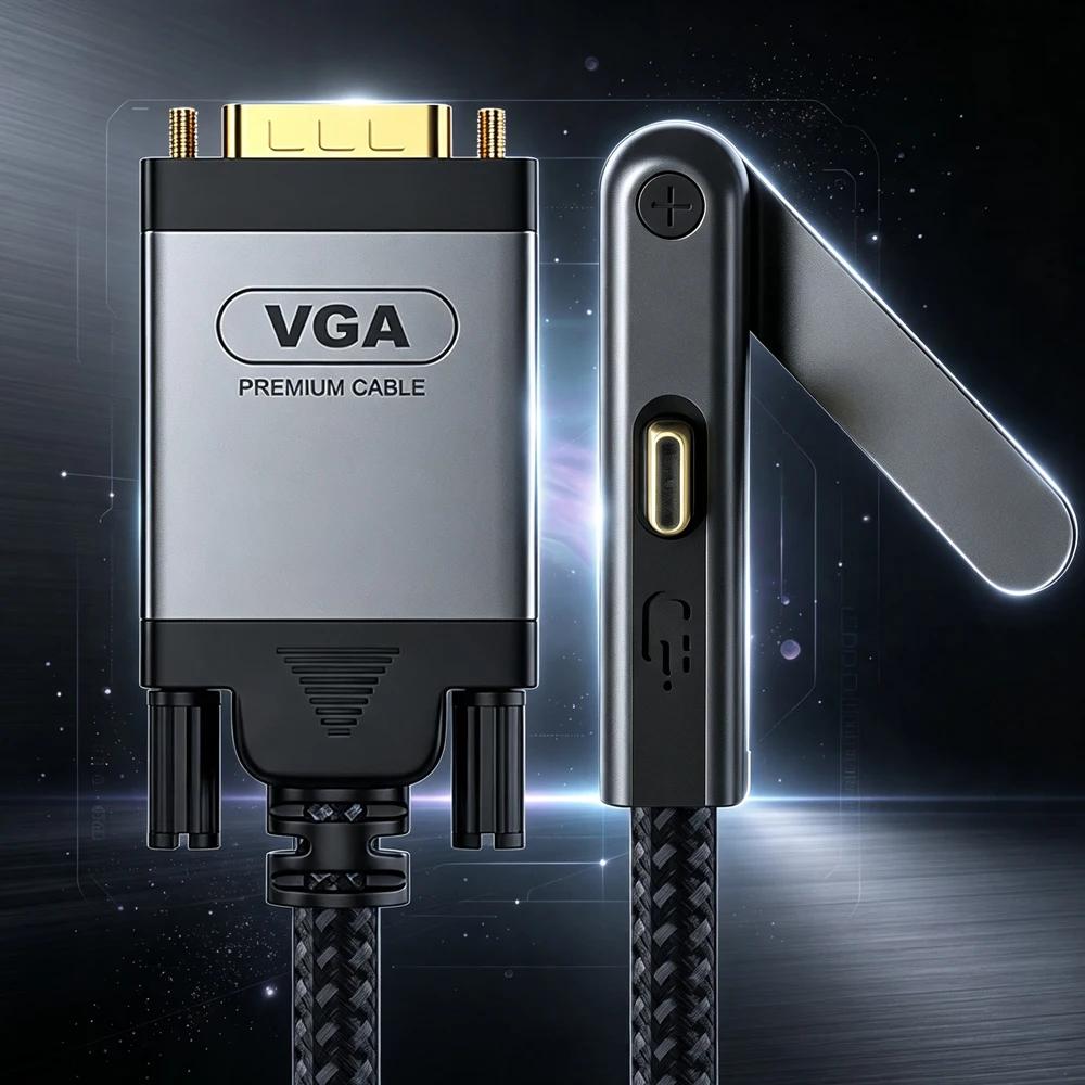 DOONJIEY Bracket USB‑C 3.1 Type‑C to VGA Male Cable For MacBook Chromebook Monitor Projector HD Video Connection