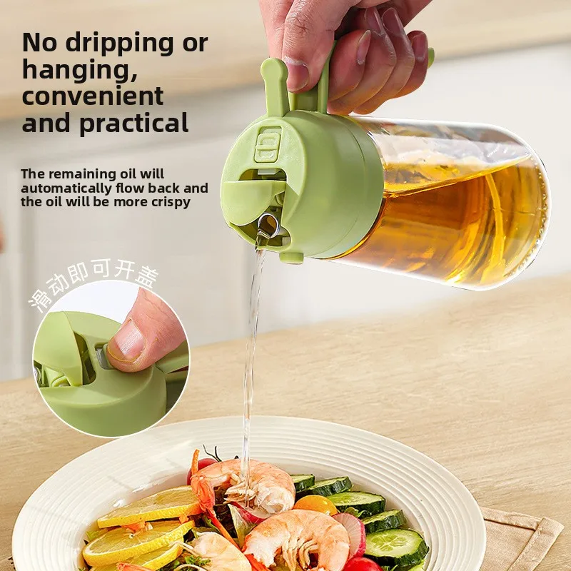 500mL Oil Empty Bottle 2in1 Sprayer & Pourer Plastic Oil Container Kitchen Cooking Oil Dispenser Vaporizer Cruet for Camping BBQ