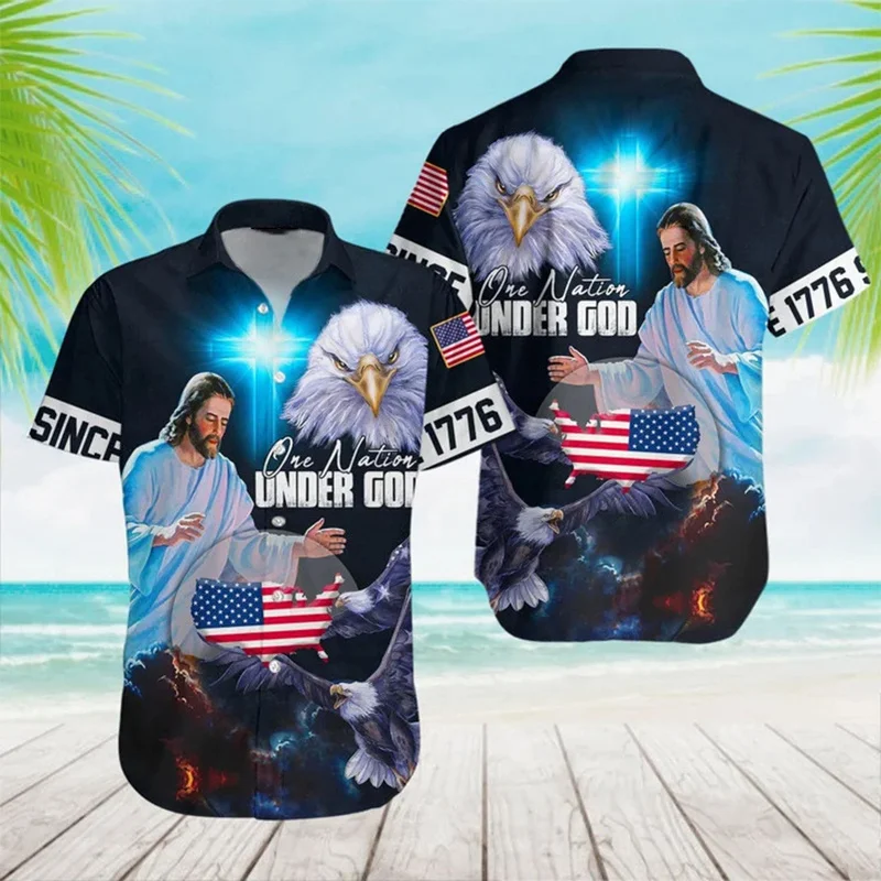 New Summer 3D Printed Christian Jesus Shirts Children Fashion Streetwear Shirts Blouses Men Hawaiian Shirts Cool Vintage Clothes