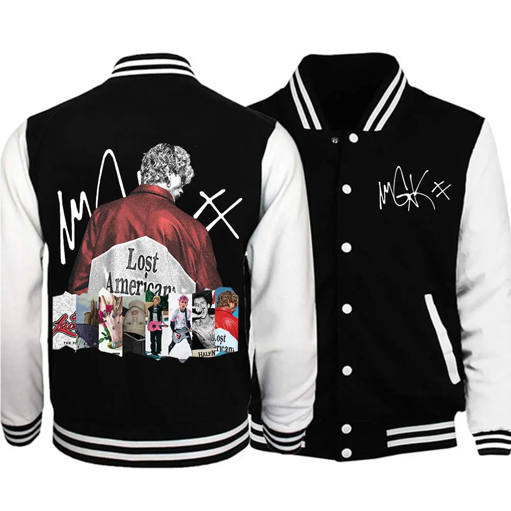سترة بغطاء للرأس لزي البيسبول من ألبوم مغني الراب MGK Lost Americana Tour للجنسين هدية لمحبي البلوز Harajuku #1
