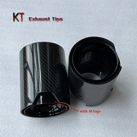 1Pcs Exhaust Tip Tailpipe Muffler Cars Accessories Glossy Carbon Fiber Black Stainless With M Logo Auto Tool For BMW E46 E90 E60