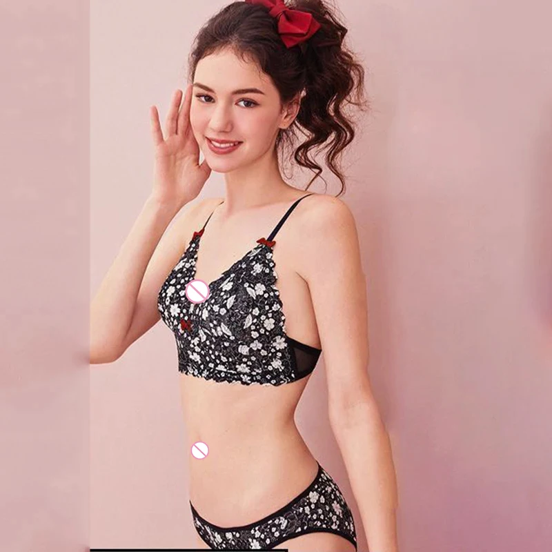 Hot Sanrios Lace Printing Beautiful Back Bra Set Kawaii Hello Kitty Cartoon Sexy Anti-Sagging Gather Together Underwear Set Kit