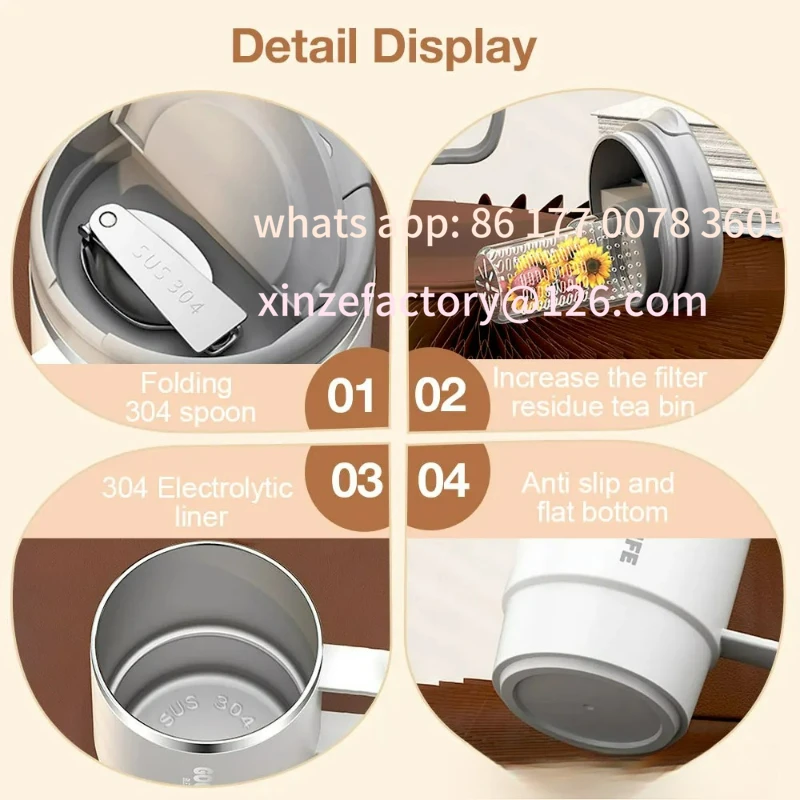 Caneca de café personalizável 550ml, copo térmico de aço inoxidável 304 com filtro de chá e tampa, copo de chá, garrafa de água para presentes, aparelho para bebidas