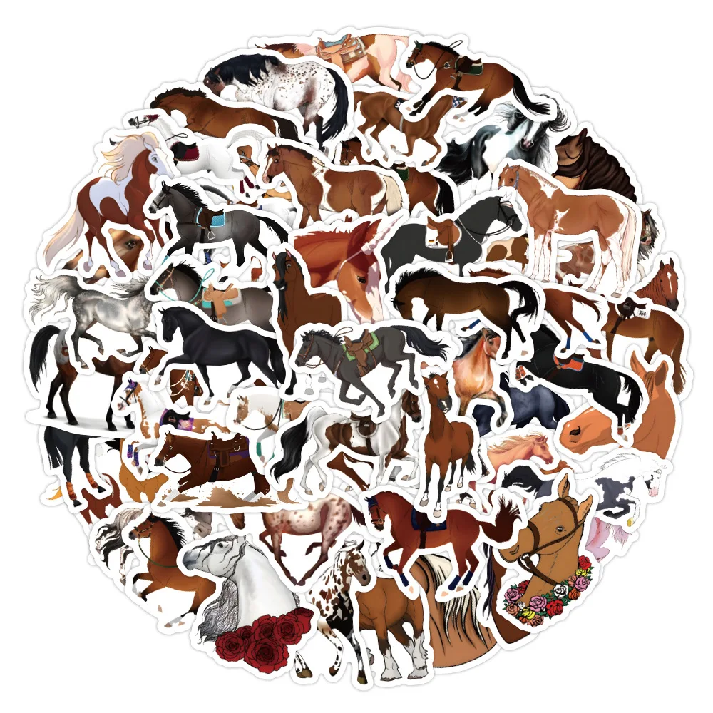 60PCS Fine Horse Stickers For Waterproof Decal Laptop Motorcycle Luggage Snowboard Fridge Phone Car Sticker