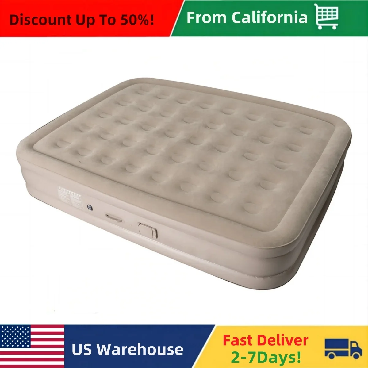 

Air Mattress with Detachable Built-in Pump, Double Person Air Bed with 2 Pillows, Inflatable Mattress for Camping/Guests /Home