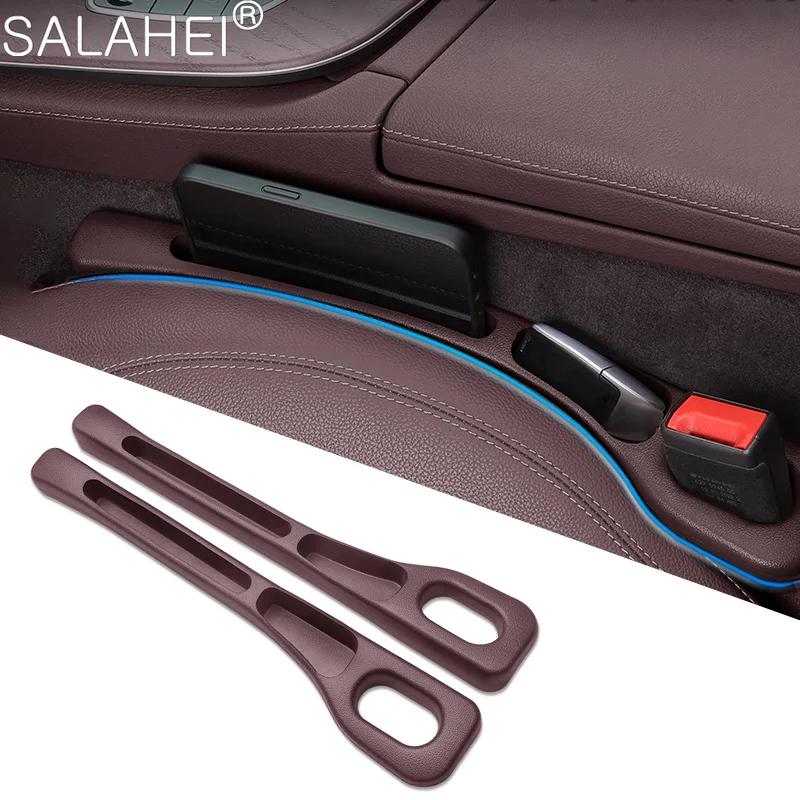 2pc Car Seat Gap Filler Organizer Pu Waterproof Car Seat Gap Plug Strip with 2 Grooves Seat Gap Storage Auto Interior Accessorie