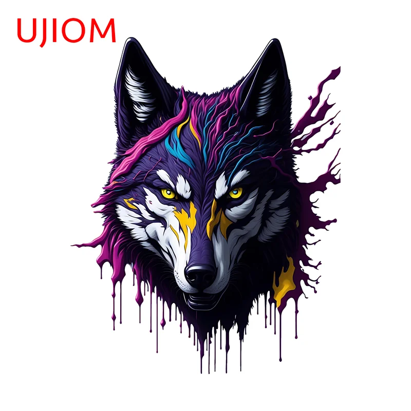UJIOM Half Head Wolf Peeking Design Wall Sticker Sunscreen Trunk Windows PVC Graffiti Decal Suitable For Art DIY Home Decor