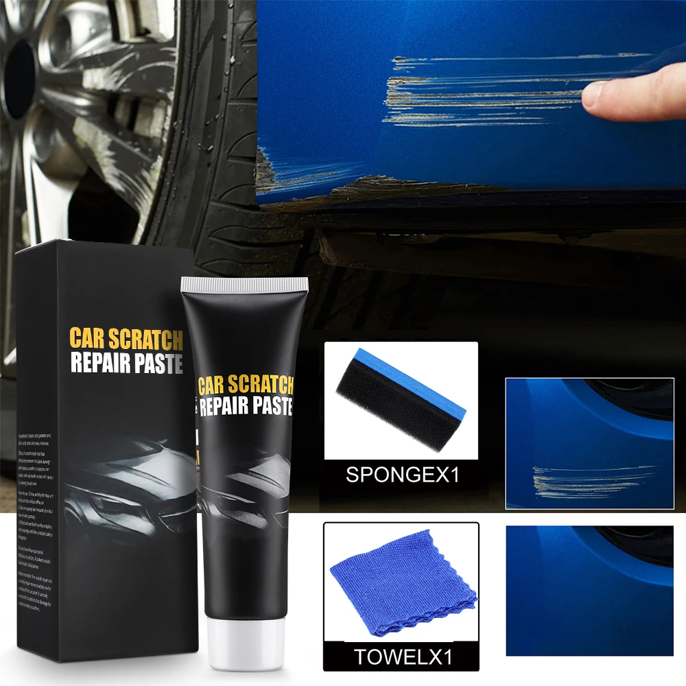 Car Scratch Remover Car Polishing Paste with Sponge Car Body Paint Care Kit  Repair Paste Car Beauty Renovation 120g