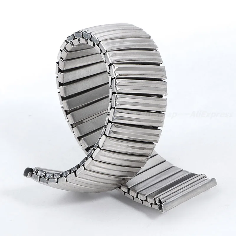12mm 14mm 16mm 18mm 20mm Stainless Steel Elastic Strap Metal Stretch Expansion Watch Band Wristband for Samsung Galaxy Watch