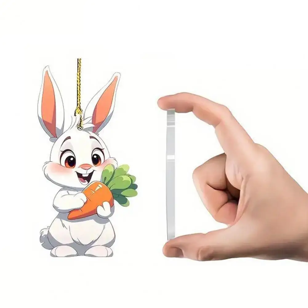 Acrylic Bunny Decor Easter Bunny Car Hanging Ornament Acrylic Pendant Decoration for Rearview Mirror Adorable Shape for Spring