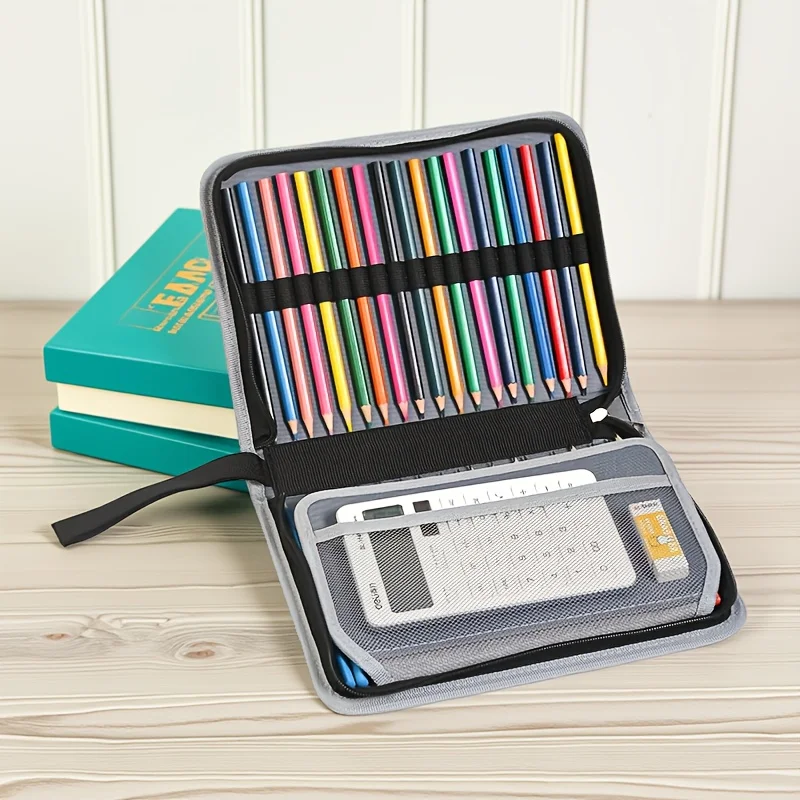 大容量鉛筆ケース 色鉛筆 マーカー ペン収納バッグ 多機能描画スケッチ鉛筆バッグ
