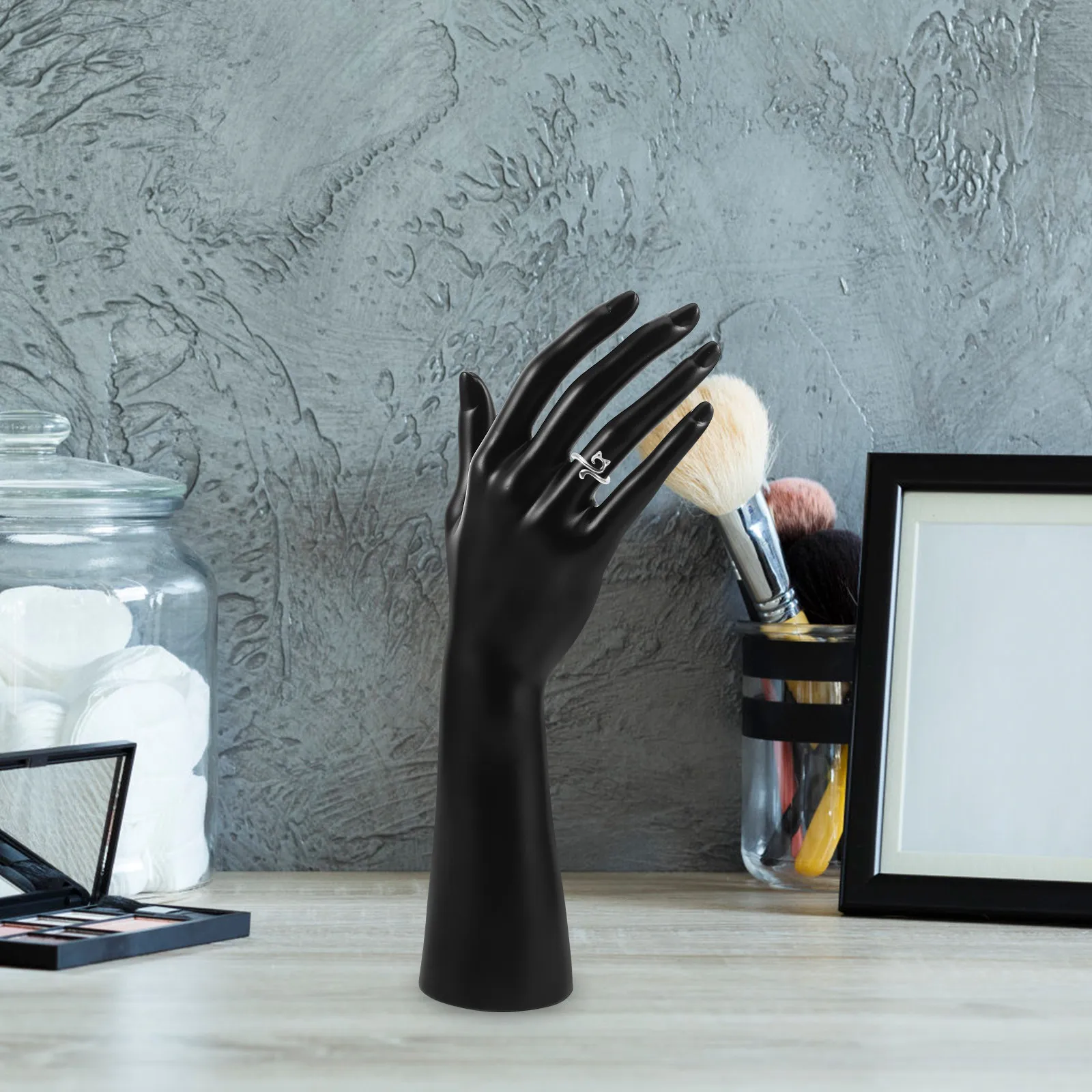 

Манекен-рука женская для демонстрации украшений, черная, из ПВХ, креативная подставка для колец, браслетов, ожерелий, для витрин ювелирных изделий